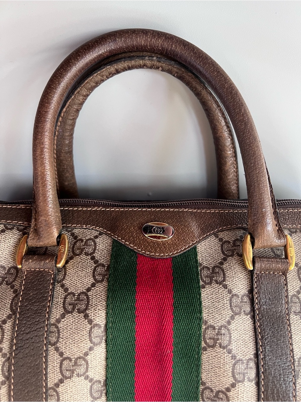 GUCCI vintage satchel doctor bag Monogram GG print purse authentic 1977-1980 - Picture 2 of 16